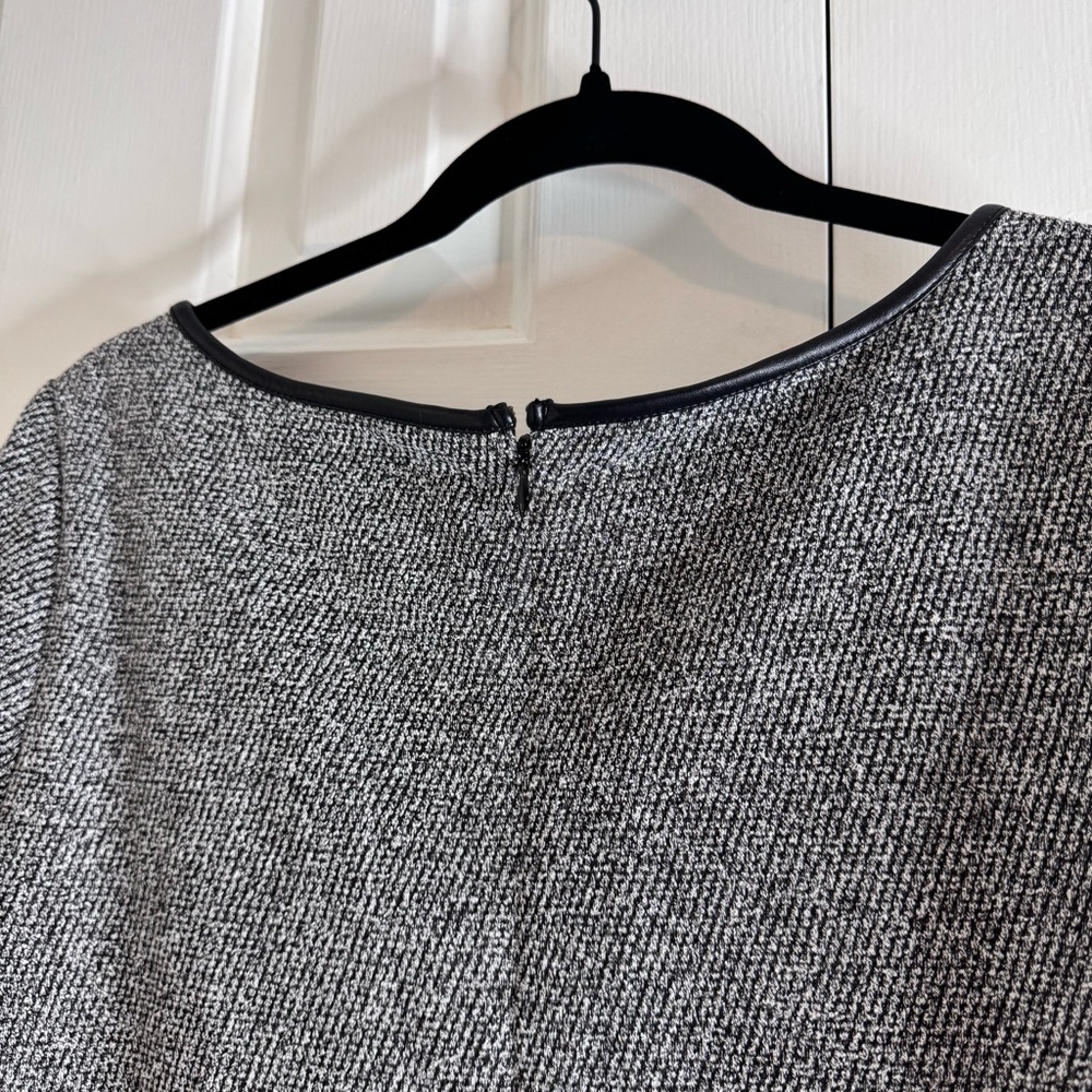 Ann Taylor Factory Tweed Shift Dress with Faux Leather Trim - Picture 9 of 10